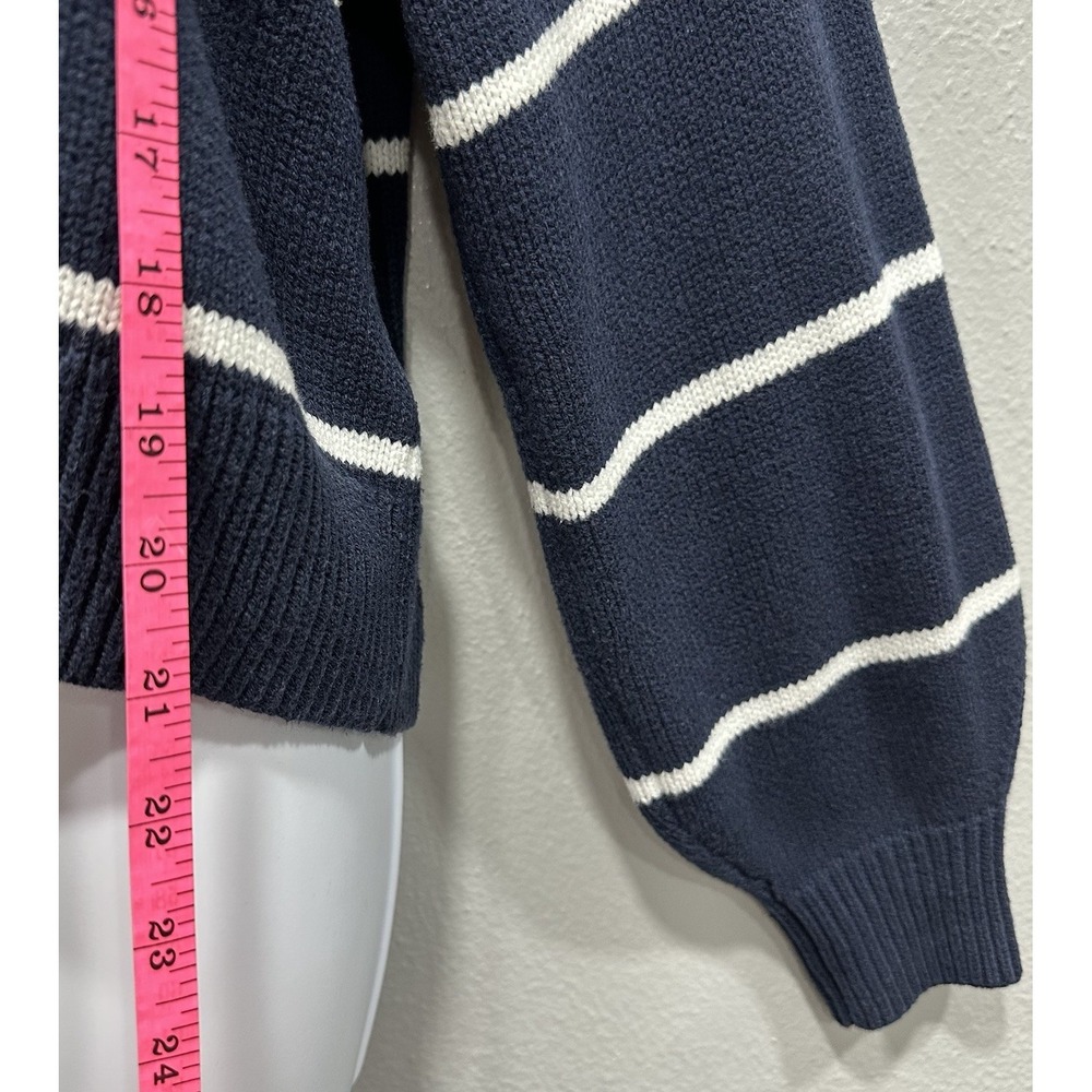 Hollister Pullover Crop Sweater Women's Size Medium Navy Blue W/White Stripes - Picture 4 of 10